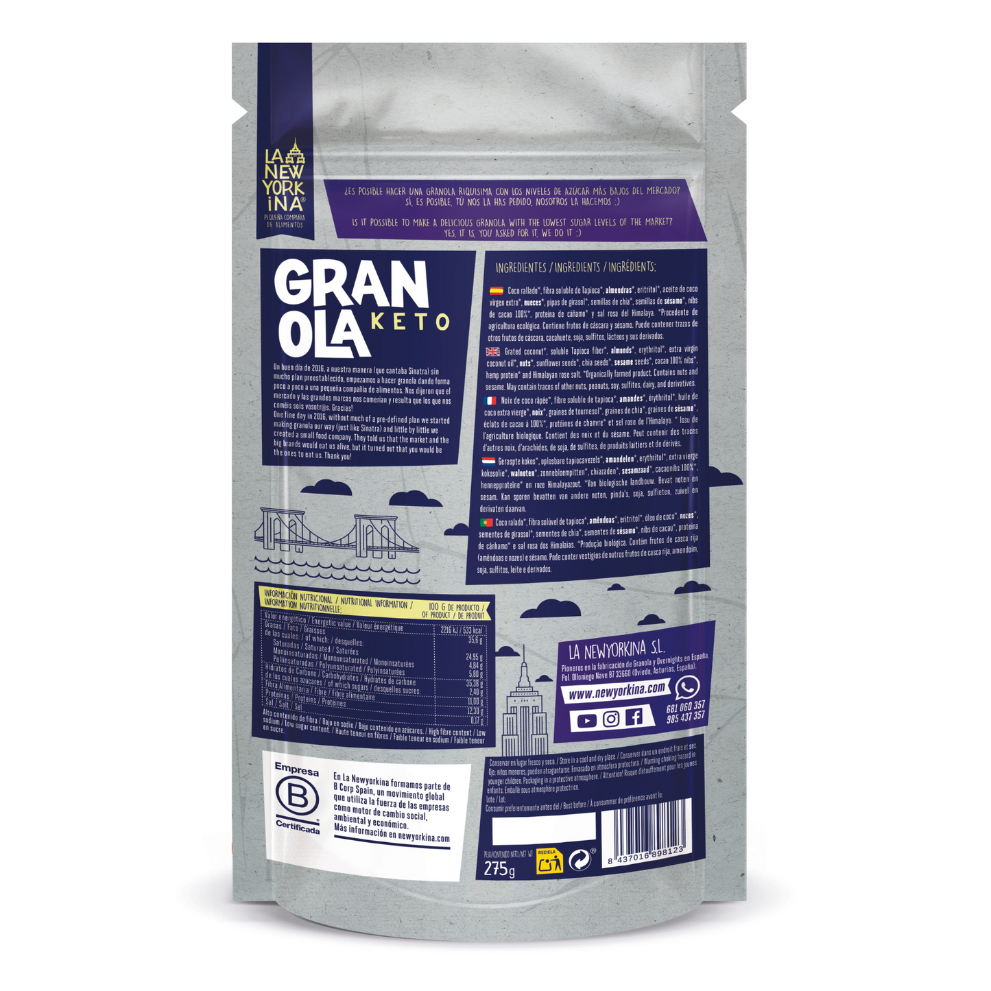 Granola KETO - La Newyorkina - 275g