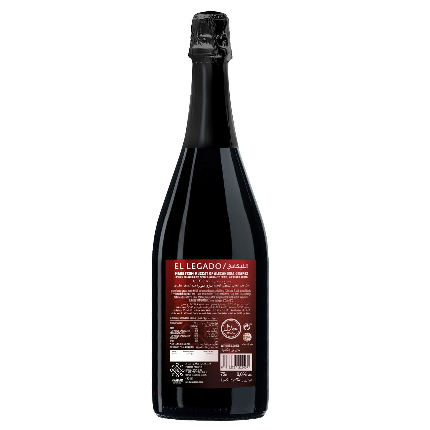Non-Alcoholic -EL LEGADO Sparkling Red Grape Drink 0.0%-75cl