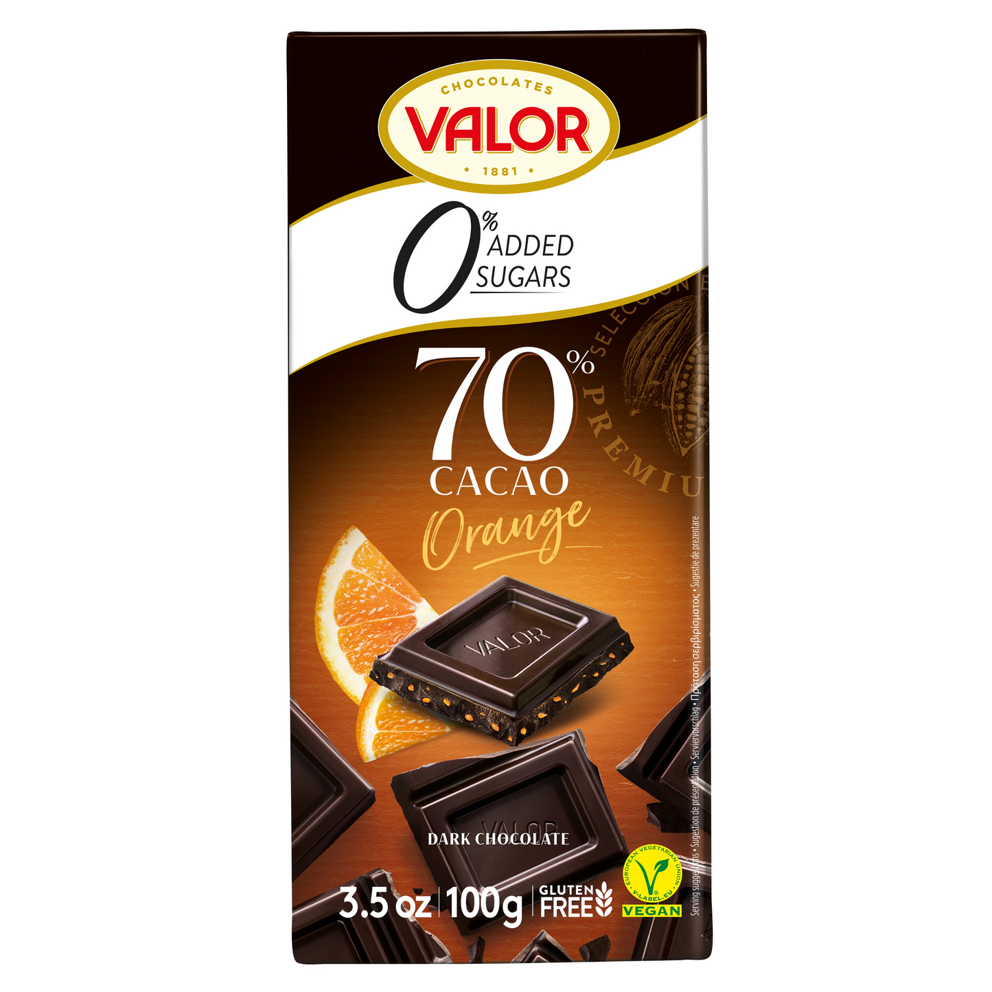Chocolate - Dark Chocolate 70% with Orange 0% Sugar Added - 100g