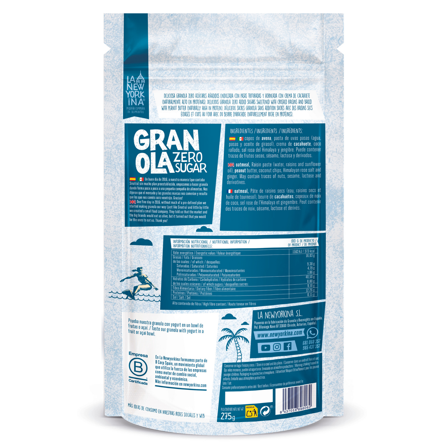 Granola Zero Sugar- La Newyorkina- 275g