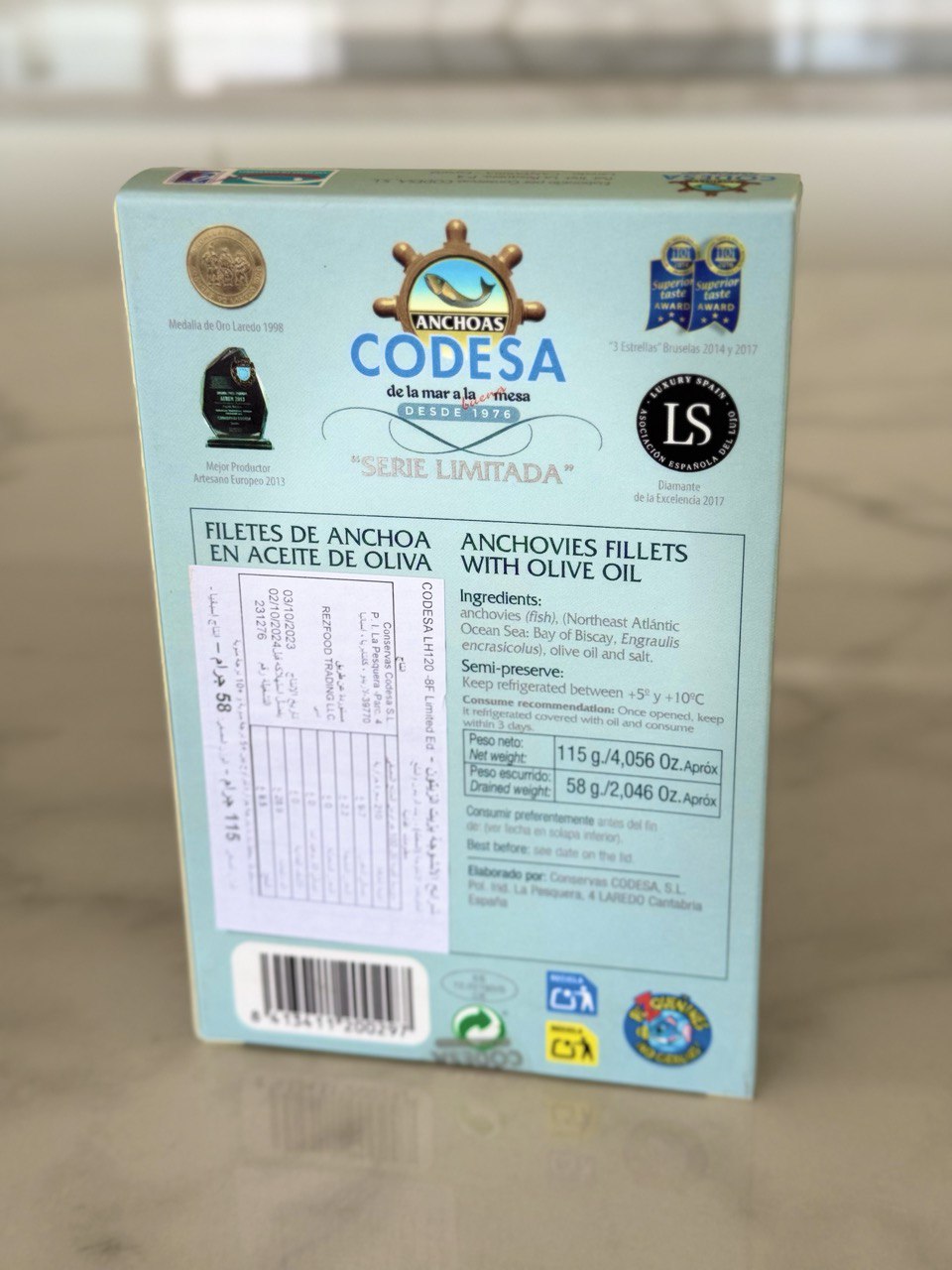 CODESA Anchovies in Olive Oil -8 FILLETS (115g)