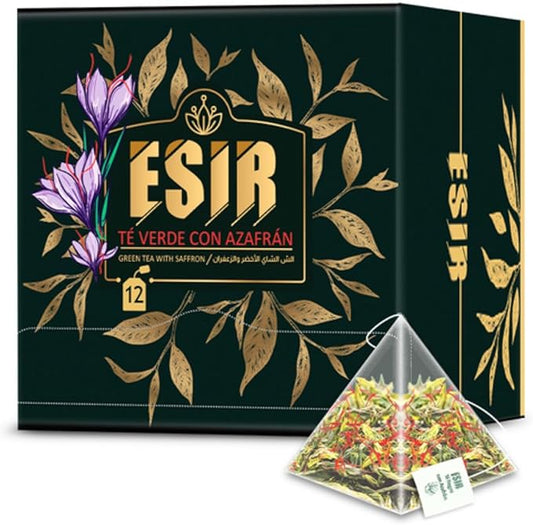 Esir Green Tea with Saffron -12 Pyramid Teabags -25.20g