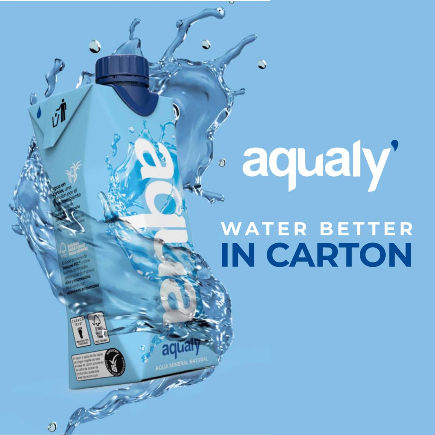 Aqualy Premium Water with Essential Minerals - 18 Pack of 16.9 fl oz Cartons