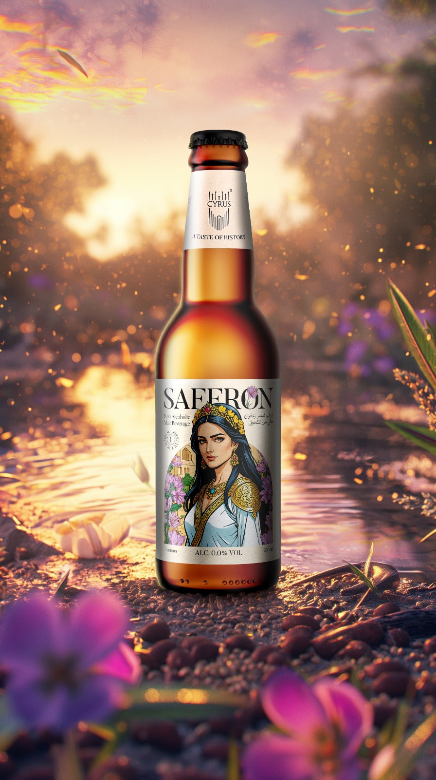 Cyrus SAFFRON Premium Non-Alcoholic Malt Beverage Pack of 24 units of 330ml – Infused with Pure Saffron